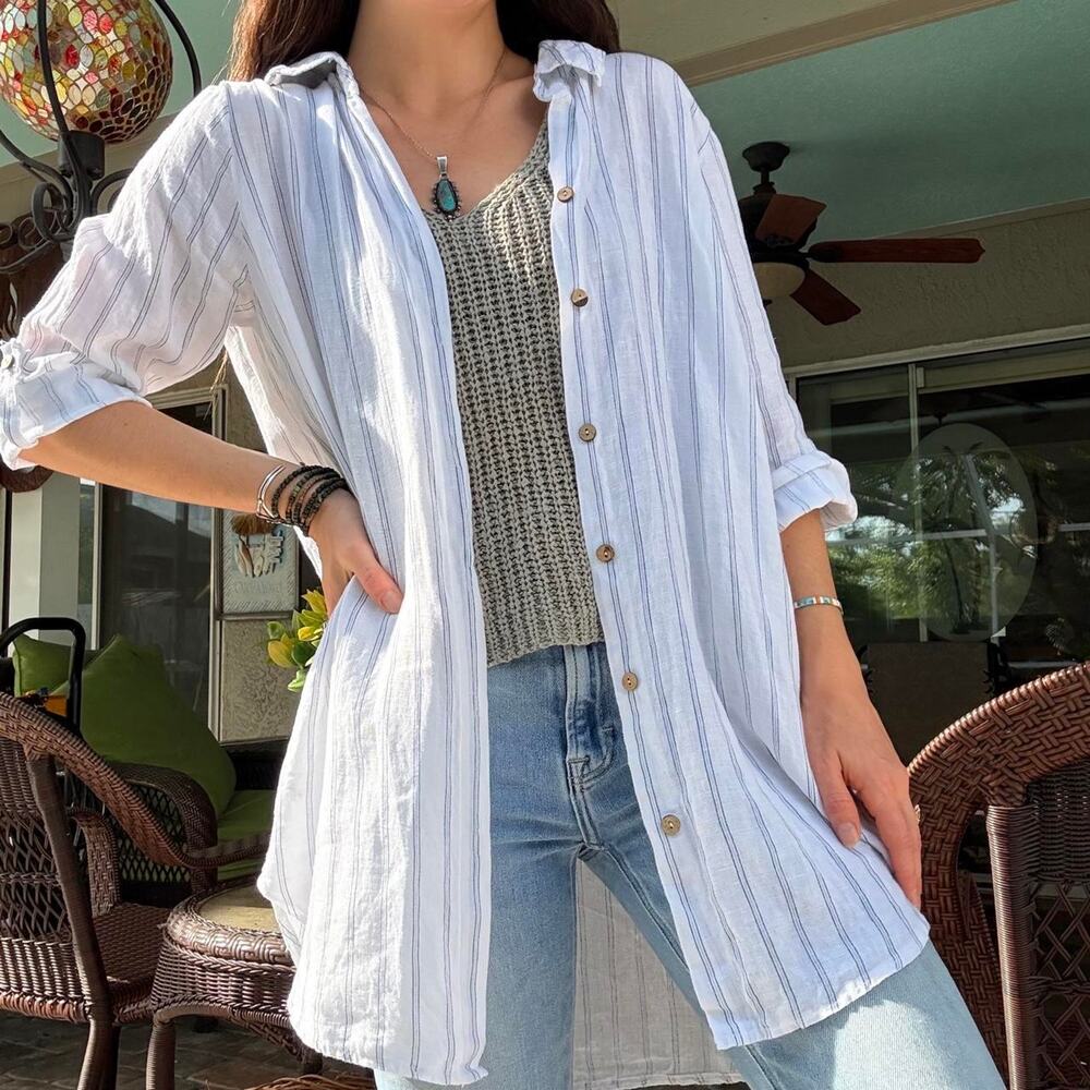 Italian Linen White Blouse